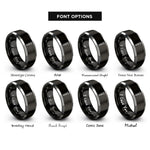 font options for inside engraving on black & silver asclepius paw rings
