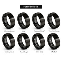 font options for inside engraving on black asclepius paw rings