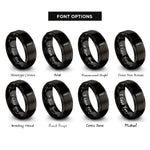 font options for inside engraving on black asclepius paw rings