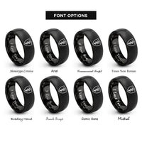 font options for inside engraving on black asclepius shield rings