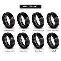 font options for inside engraving on black asclepius shield rings