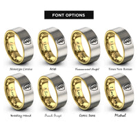 font options for inside engraving on gold & gray asclepius shield rings