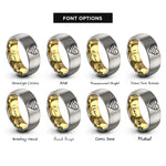 font options for inside engraving on gold & grey asexual flag rings
