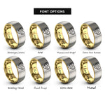 font options for inside engraving on gold & grey asexual flag rings