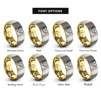 font options for inside engraving on gold & grey asexual flag rings