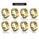 font options for inside engraving on gold & grey asexual flag rings