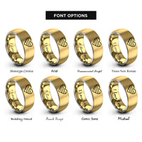 font options for inside engraving on gold & grey asexual flag rings