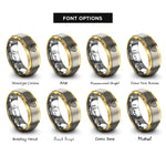 font options for inside engraving on gold & grey asexual flag rings