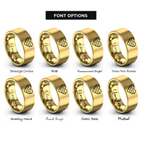 font options for inside engraving on gold asexual flag rings