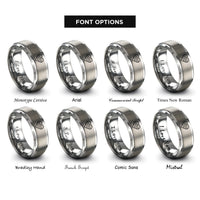 font options for inside engraving on silver asexual flag rings