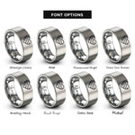 font options for inside engraving on grey asexual flag rings