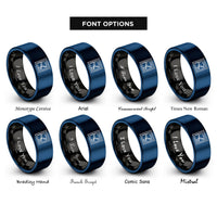 font options for inside engraving on black & blue asia stamp rings