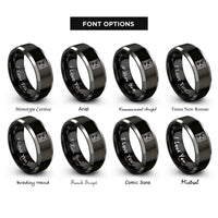 font options for inside engraving on black & silver asia stamp rings