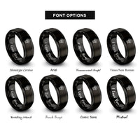 font options for inside engraving on black aspen grove rings