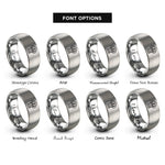 font options for inside engraving on gray aspen grove rings