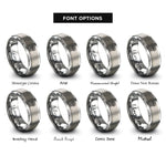 font options for inside engraving on gray aspen grove rings
