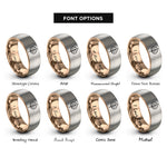 font options for inside engraving on rose gold & grey aspen leaf rings
