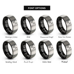 font options for inside engraving on black & silver aspirin molecule rings