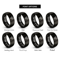 font options for inside engraving on black aspirin molecule rings
