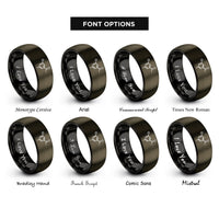 font options for inside engraving on gunmetal & black aspirin molecule rings