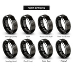 font options for inside engraving on black & grey assembly line rings