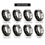 font options for inside engraving on black & grey assembly line rings