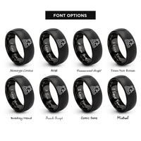 font options for inside engraving on black assembly line rings