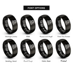 font options for inside engraving on black assembly line rings