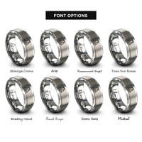 font options for inside engraving on grey assembly line rings
