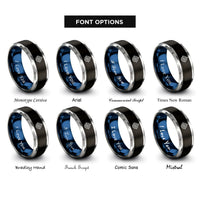font options for inside engraving on black & blue & gray astrolabe rings