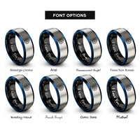 font options for inside engraving on black & blue & grey astrolabe rings