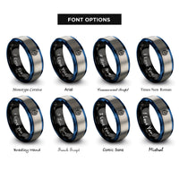 font options for inside engraving on black & blue & silver astrolabe rings