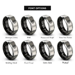 font options for inside engraving on black & grey astrology dice rings