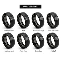 font options for inside engraving on black astrology dice rings