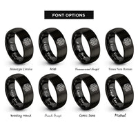 font options for inside engraving on black astrology dice rings