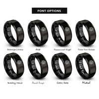 font options for inside engraving on black astrology dice rings
