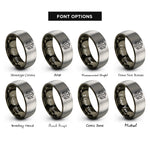 font options for inside engraving on gunmetal & silver astrology dice rings