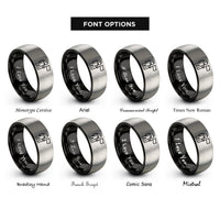 font options for inside engraving on black & gray astronaut flag rings