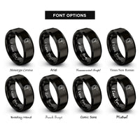font options for inside engraving on black astronaut flag rings