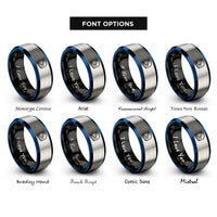 font options for inside engraving on black & blue & gray astronaut helmet rings