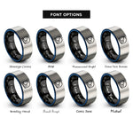 font options for inside engraving on black & blue & gray astronaut helmet rings