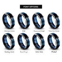 font options for inside engraving on blue & grey astronaut helmet rings