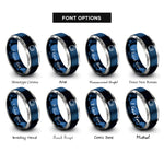 font options for inside engraving on blue & silver astronaut helmet rings
