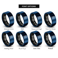 font options for inside engraving on black & blue astronaut silhouette rings