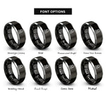 font options for inside engraving on black & silver astronaut silhouette rings