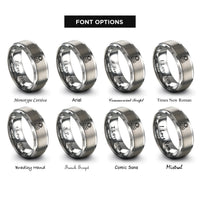 font options for inside engraving on grey astronaut silhouette rings