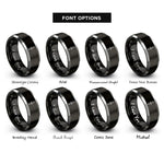 font options for inside engraving on black & gray athame rings