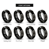 font options for inside engraving on black & gray athame rings