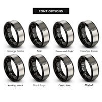 font options for inside engraving on black & gray athame rings