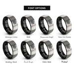 font options for inside engraving on black & silver atom rings